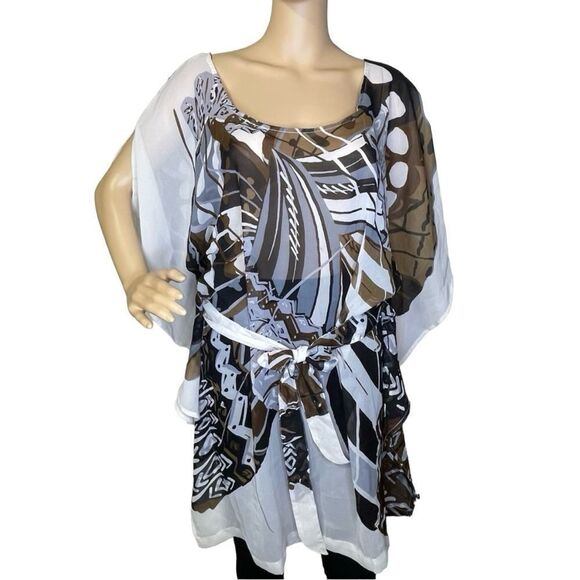 Club Z Collection Lightweight Swim Cover Brown White Gray Size Large - Picture 1 of 10